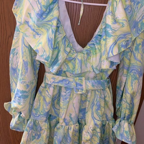 Brand new #Asos Luxe dress, size 4z #ruffle front, with belt #summer #feminine - Picture 1 of 4